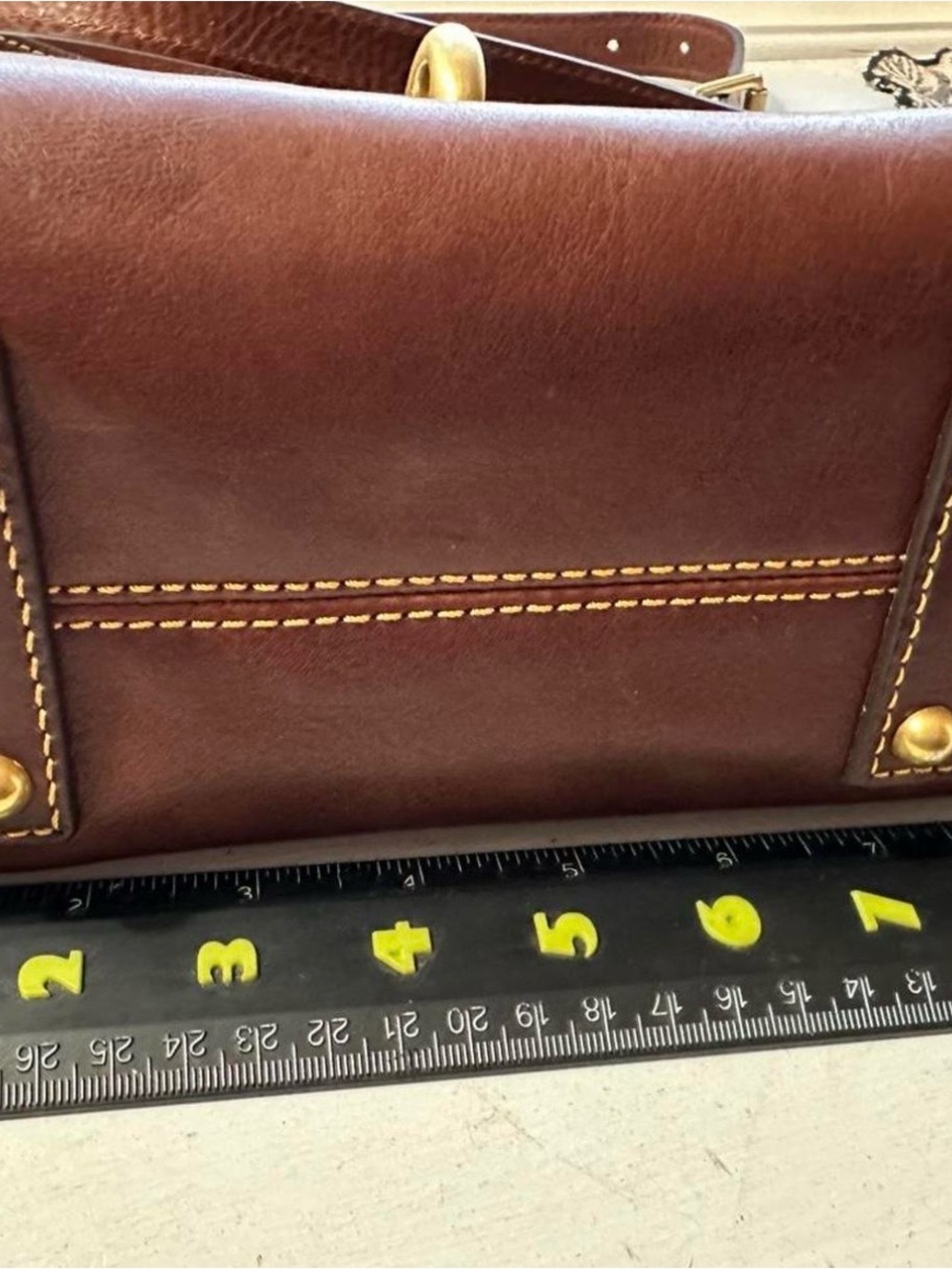 Florentine Leather Dooney & Bourke Patina Brown Crossbody Bag with Gold Hardware - Picture 6 of 8